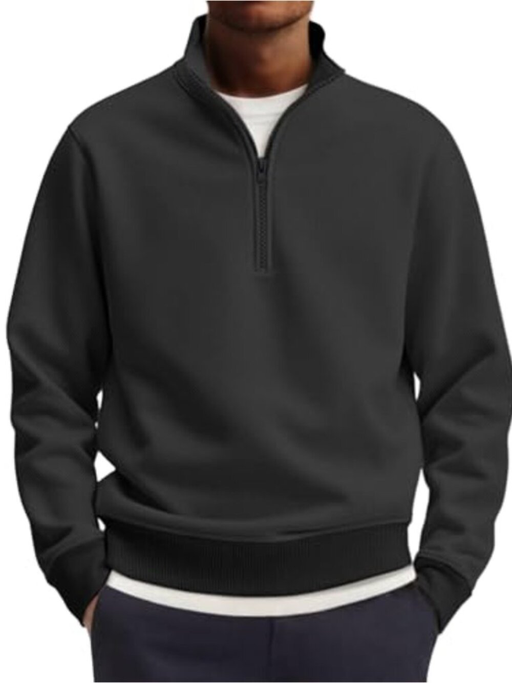 Men's Quarter Zip Pullover Mock Neck Lightweight Sweatshirt Long Sleeve